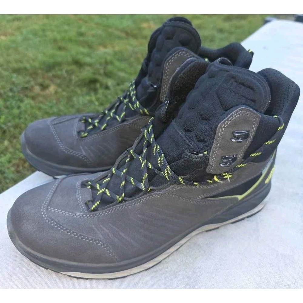 Hanwag Banks EcoShell Waterproof Hiking Boots Grey Lime Green Mens 10.5